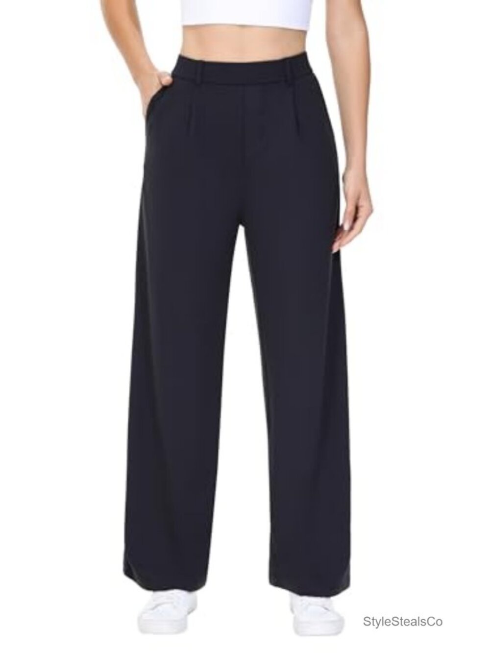 Wide Leg High Waisted Work Yoga Pants with Pockets